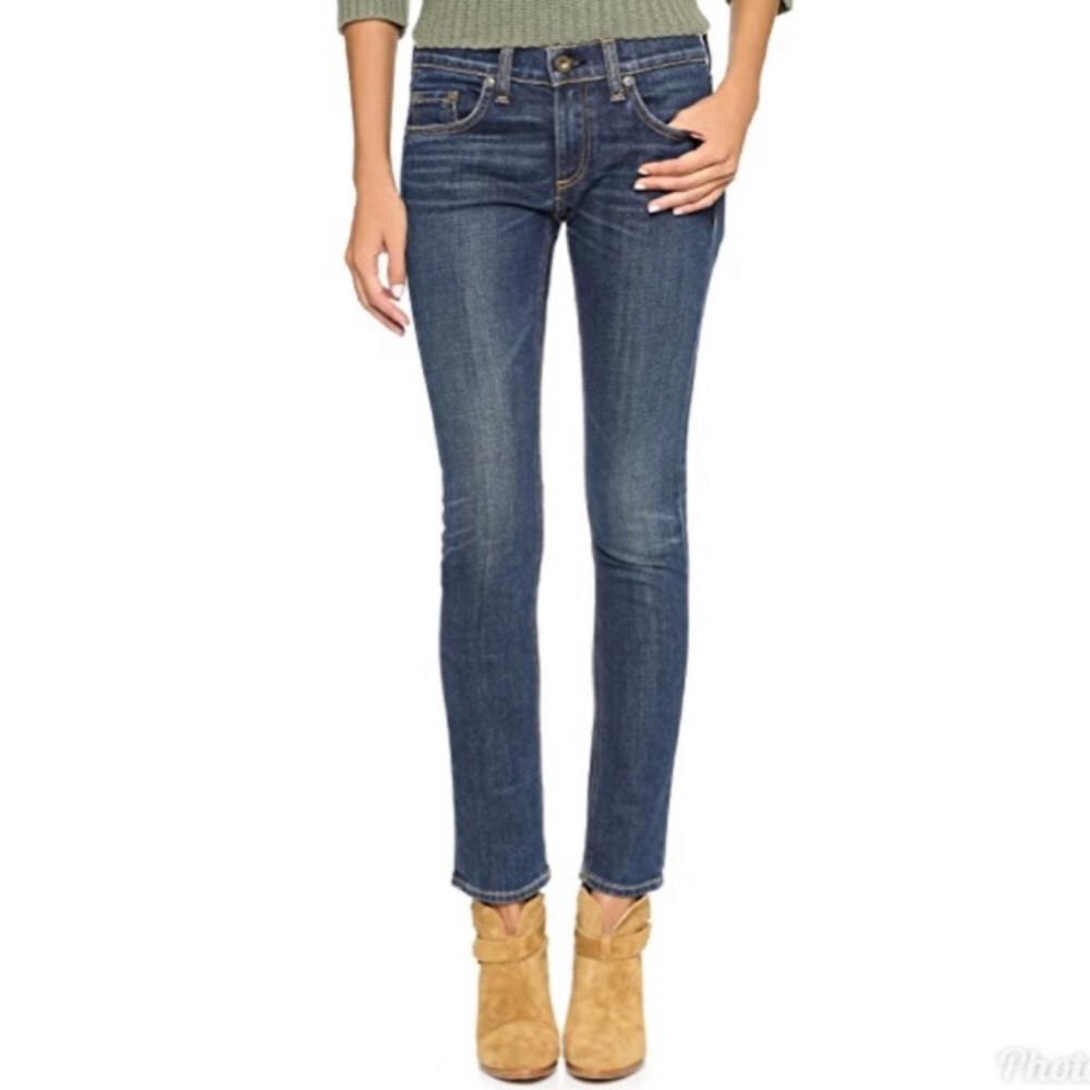 Rag & Bone Tomboy High Rise Skinny Jeans Worn Blue